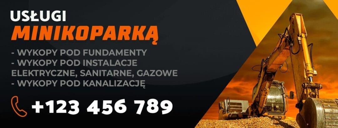 BANER REKLAMOWY USŁUGI MINIKOPARKĄ KOPARKĄ