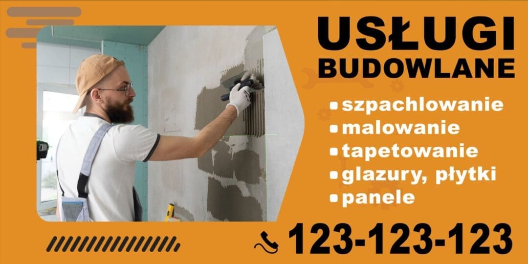 BANER PREMIUM - USŁUGI BUDOWLANE - 200X100 CM - SUPER JAKOŚĆ!