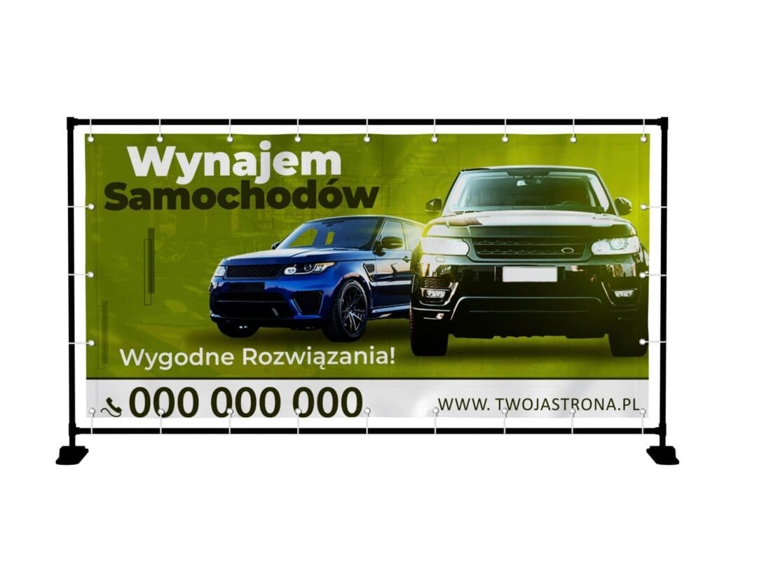 BANER PREMIUM - WYNAJEM SAMOCHODÓW - 200X100 CM - SUPER JAKOŚĆ!
