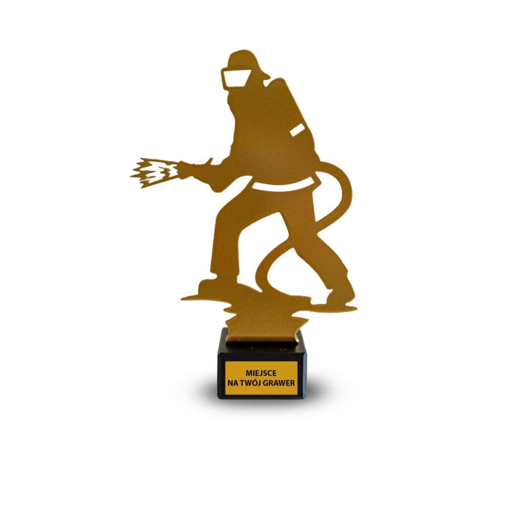 STATUETKA STRAŻAKA NAGRODA ZŁOTA METAL GRAWER PREZENT