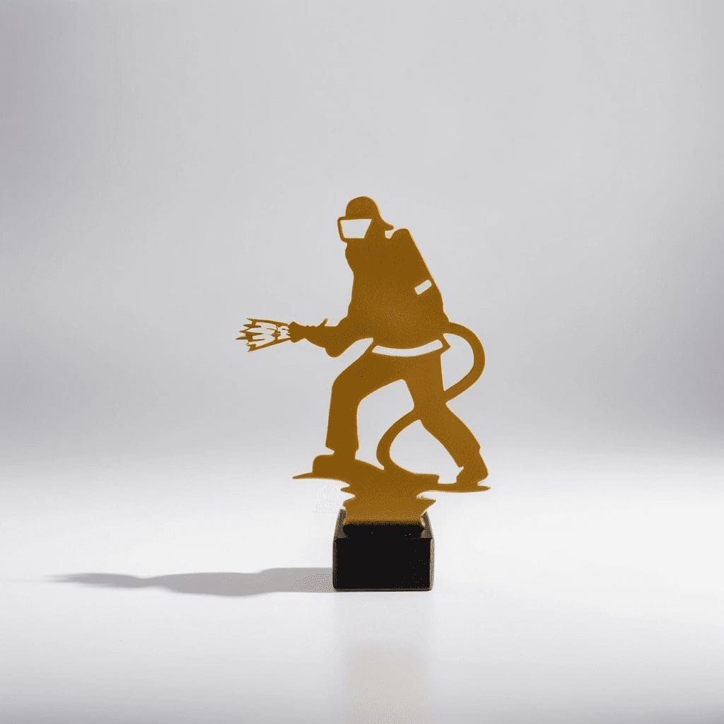 STATUETKA STRAŻAKA NAGRODA ZŁOTA METAL GRAWER PREZENT
