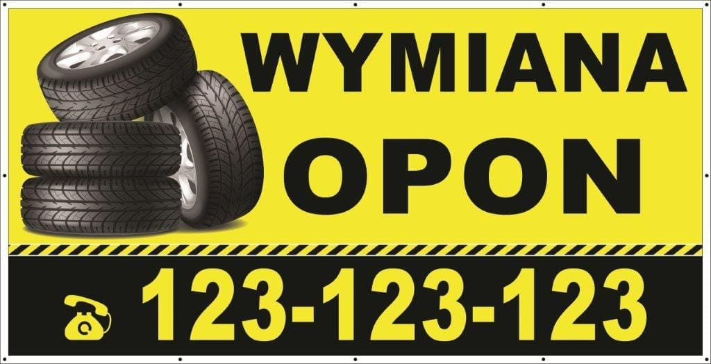 Baner Reklamowy 2 x 1 m - Wymiana Opon- Baner Premium - Mocny !