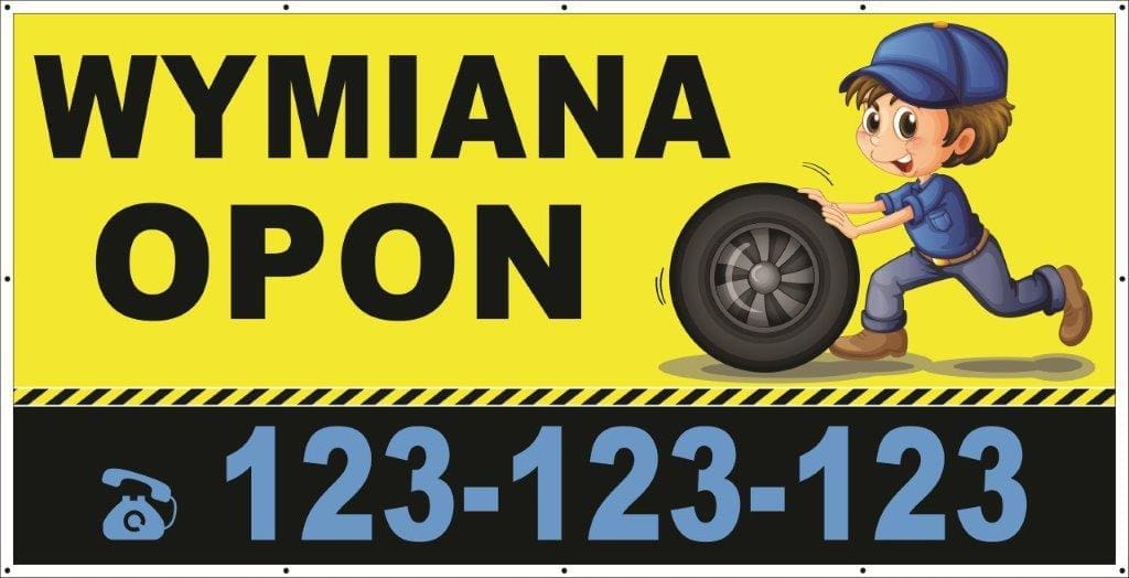Baner Reklamowy 2 x 1 m - Wymiana Opon- Baner Premium - Mocny !