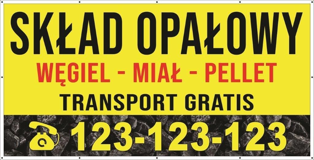Baner Reklamowy 2 x 1 m -Sprzedaż Węgla Drewna Ekogroszek- Baner Premium - Mocny !