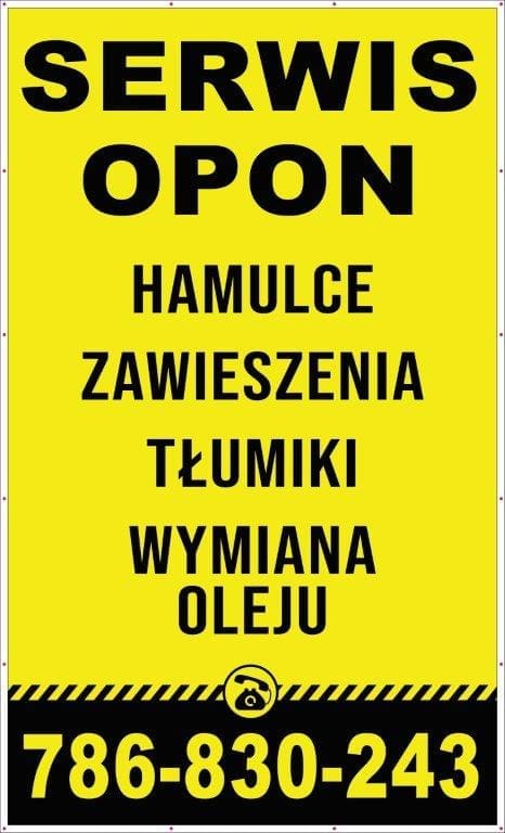 Baner Reklamowy 2 x 1 m - Wymiana Opon- Baner Premium - Mocny !