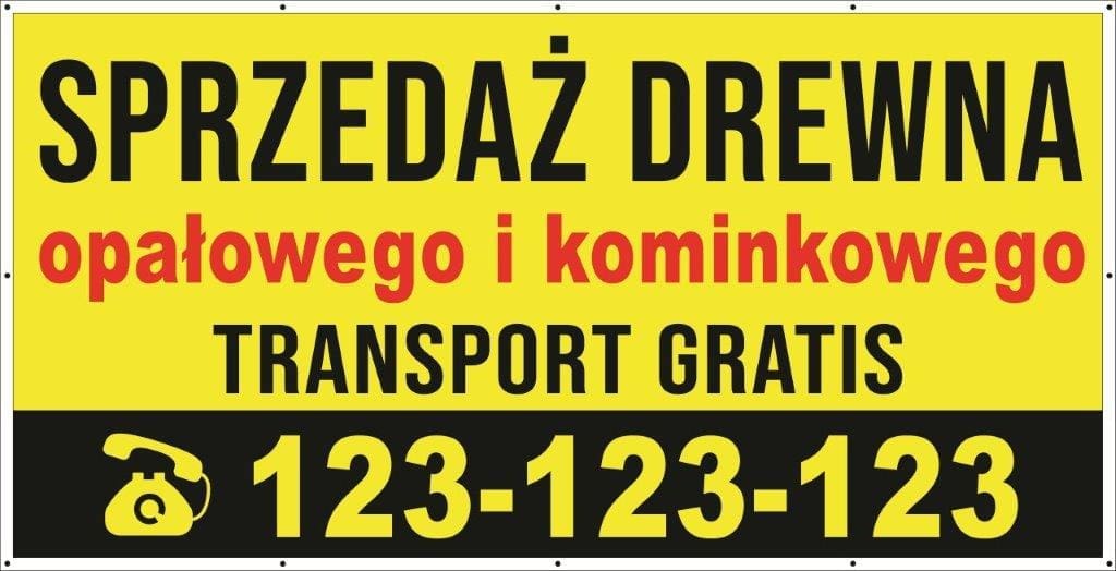 Baner Reklamowy 2 x 1 m -Sprzedaż Węgla Drewna Ekogroszek- Baner Premium - Mocny !