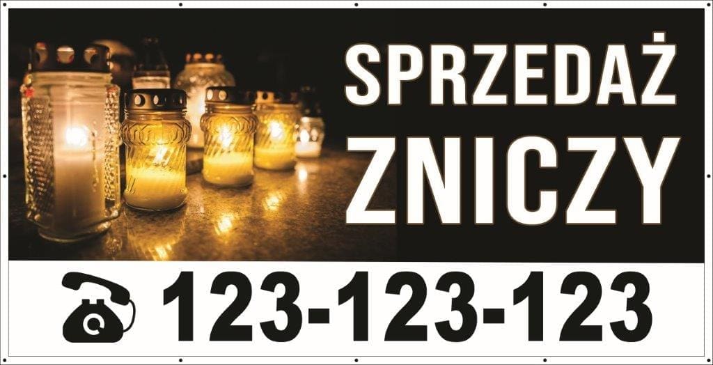 Baner Reklamowy 2 x 1 m - Sprzedaż Zniczy - Baner Premium - Mocny !