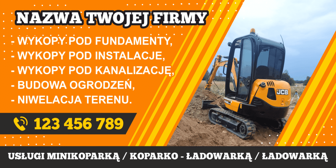 BANER REKLAMOWY - KOPARKA - ŁADOWARKA - 200X100 CM
