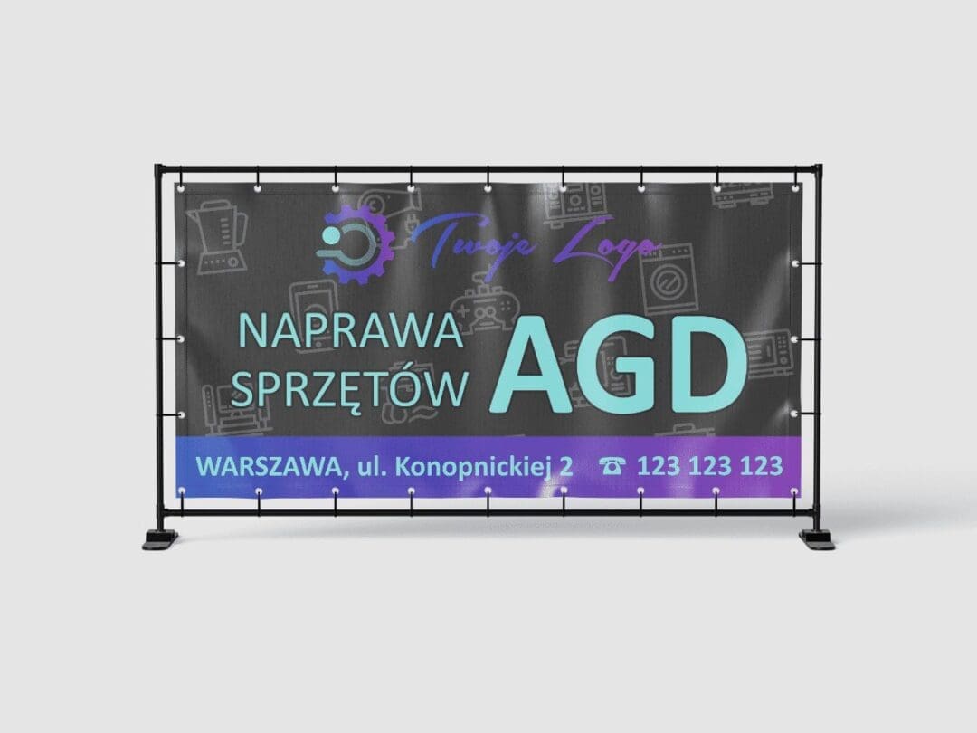 BANER REKLAMOWY - NAPRAWA SPRZĘTÓW AGD - 200X100 CM - SUPER JAKOŚĆ - WZ2