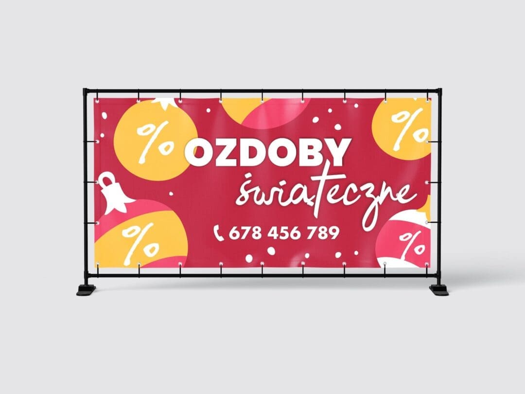 BANER REKLAMOWY - OZDOBY ŚWIĄTECZNE WZ2 - 200X100 CM - SUPER JAKOŚĆ!