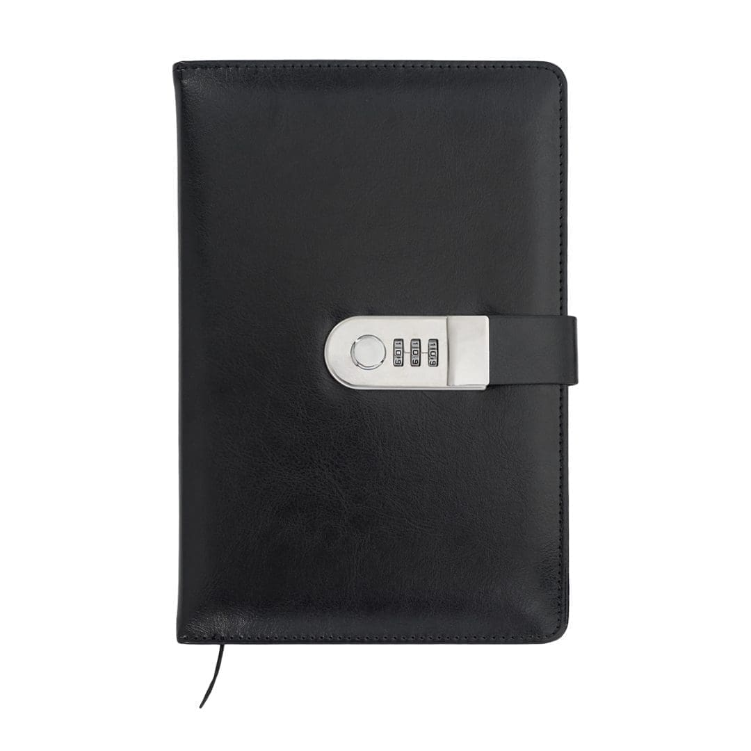 Zestaw notes z szyfrem i długopis Windsor, czarny